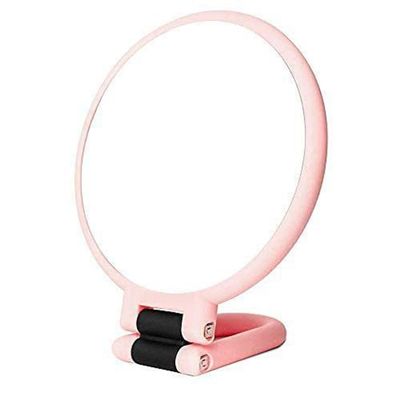 40x Magnifying Mirror, Travel Hand Mirrors with Handle - Double Side Handheld Mirror with 1X 40X Magnification Adjustable Handle/Stand, Hand Held Foldable Travel Mirror for Makeup (Pink)