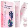 Bikini Trimmer for Women, IPX7 Waterproof, Painless Rechargeable Electric Razor Remover, 2-in-1 Facial & Pubic Hair Removal for Sensitive Skin, Portable Travel Size, Womens Gift, Pink view 1