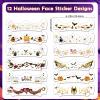 12pcs Halloween Glitter Freckles Face Tattoos Makeup Patches with Pumpkin, Bat, Spider, Witch, Skull, Love Heart, Flowers Design, Face Temporary Tattoos for Adults Kids Rave Accessories view 2