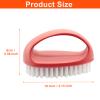 Hitefu 2 Pcs Small Scrub Brush, Multi-Purpose Scrubber Cleaner Brush, Lightweight Nylon Brushes with Soft Bristles for Bathroom/Kitchen/Floor (Pink & Purple) view 2