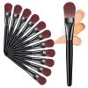 12 Pcs Flat Liquid Foundation Brush, Soft Nylon Bristles Makeup Brushes with Wooden Handle Premium Face Makeup Brush for Liquid Cream Buffing Blending view 1