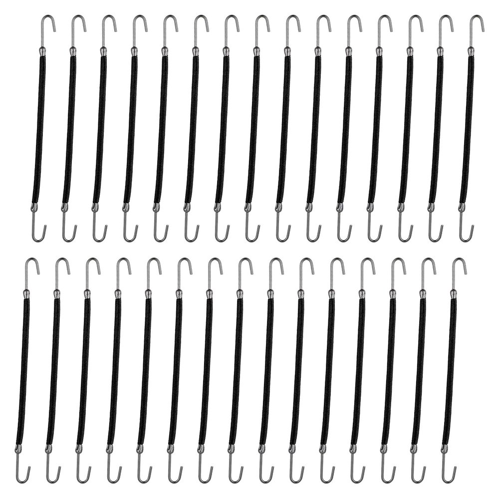 30PCS Bungee Hair Ties, Elastic Ponytail Hooks, Bungee Hair Ties with Hooks, Elastic Band Hairs Clip, Rubber Bands Holder for Long Curly Hairs, Women's Hairstyle (Black)