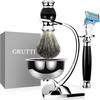 GRUTTI Premium Shaving Kit for Men, 4 in 1 Shaving Set Includes having Stand & Soap Bowl &Brush, Deluxe Safety Mens Razor Holder with Non Slip Base Shaving Kit compatible with Fusion 5 view 1