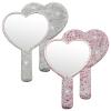 2 Pieces Rhinestone Handle Heart Mirror Set, Small and Silver Hand Mirror for Makeup and Travel, Crystal Design Compact Mirror Measuring 6.3 in X 4.3 in view 1