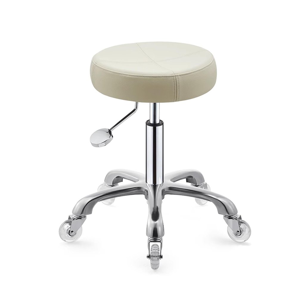 Rolling Stools with Wheels Comfort SGS Gas Lift 360 Swivel Stools Shop Stool for Spa, Shop, Salon, Massage, Medical, Office4 Colors(White)