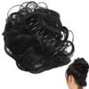 1PC Hair Bun Clip for Women Curly, Adjustable Claw Messy Bun Hair Clip, No-Slip Grip Faux Ponytail for Provides Fuller Look, Nature Black view 4