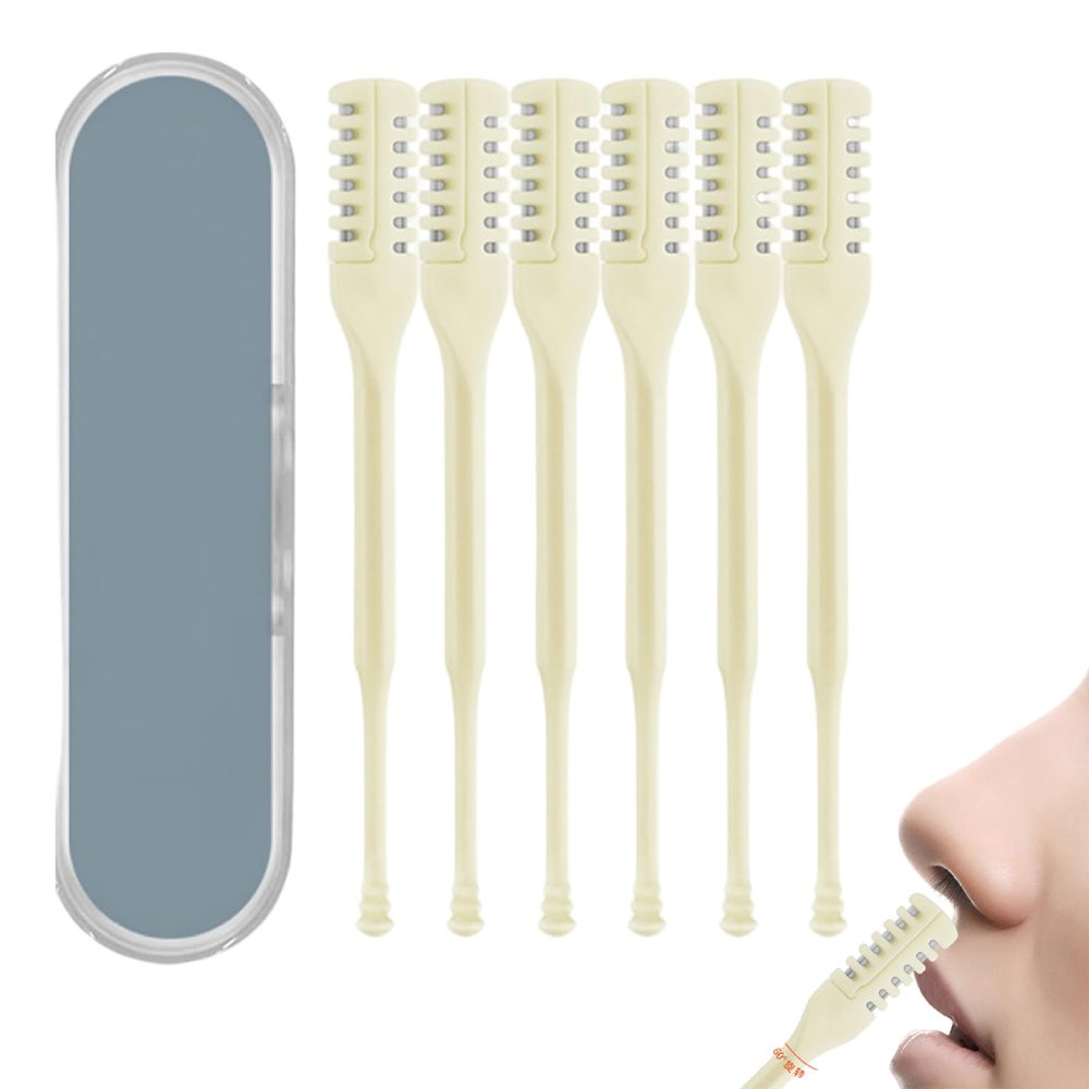 6Pcs Nose Hair Cutter 360 Rotating Double Sided, Portable Nasal Hair Cutter Manual for Women and Men