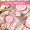 2 Pcs 2.1 Inch Pink Round Setting Puff Soft Powder Puffs for Body Includes 2pcs Container Small Makeup Puff Soft Velour Powder Puffs for Loose Body Skin-Friendly Beauty Makeup Tools view 4