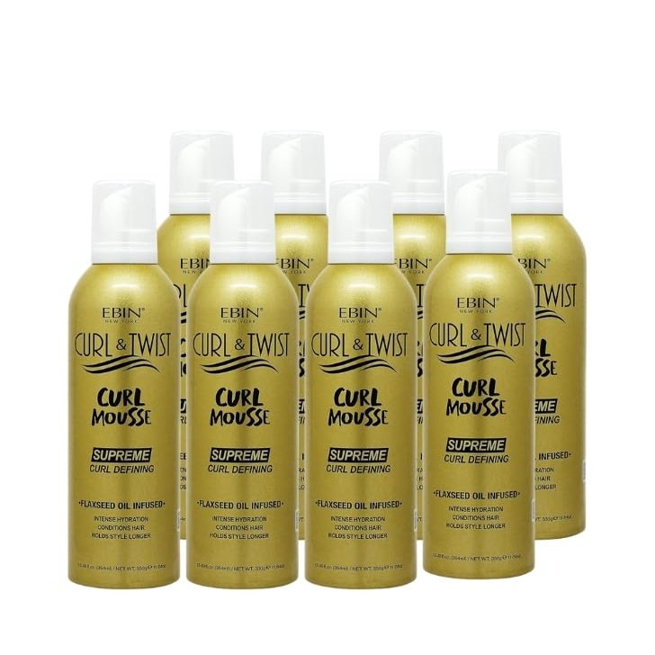 EBIN NEW YORK Braid Mousse  8x Curl & Twist Curl Mousse 354ml Defining Styling Foam for Braids, Twist-Outs, and Protective Styles  Moisturizing and Lightweight Formula  Gift Set (8 Items)