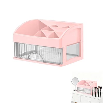 Makeup and Jewelry Organizer-Multilayer Transparent Drawer Storage,Desk Drawer Organizer-Cosmetics Jewelry Storage Cabinet,Desktop Rack for Stationery | Household Storage,for School Home (pink, S)