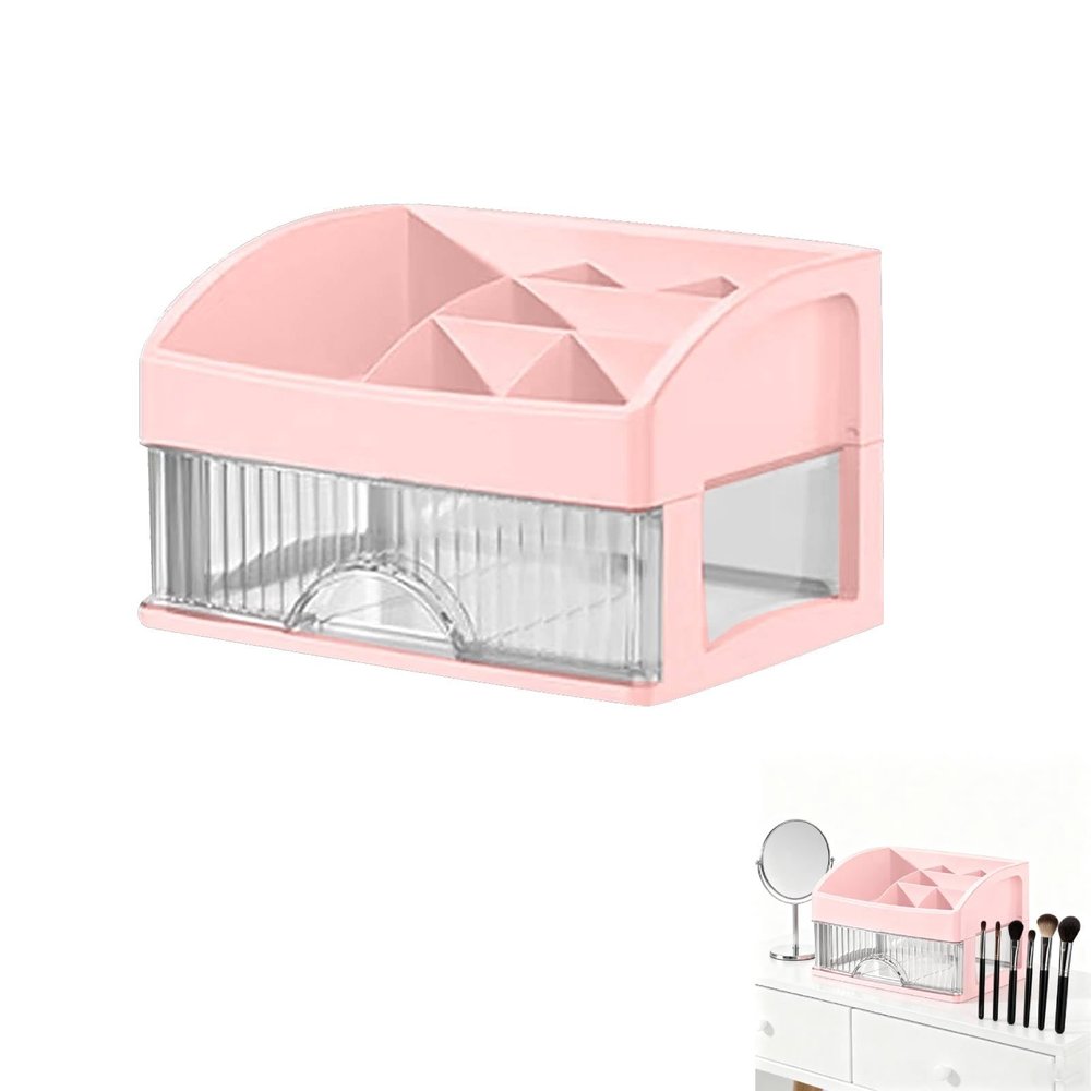 Makeup and Jewelry Organizer-Multilayer Transparent Drawer Storage,Desk Drawer Organizer-Cosmetics Jewelry Storage Cabinet,Desktop Rack for Stationery | Household Storage,for School Home (pink, S)