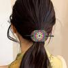 BAYUNOE 5Pcs Hair Pins for Women Vintage Diamond Art Painting Flat Hairs Clips Leather Drill Mosaic Kits Rhinestone French Hair Sticks for Bun Updo Chignon-Mandala03 view 2