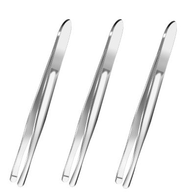 3 Pieces Stainless Steel Round Tip Tweezers Blunt Tip Tweezers Eyebrow Hair Removal Tweezer Makeup Cosmetic Tool Blunt Tips Tool