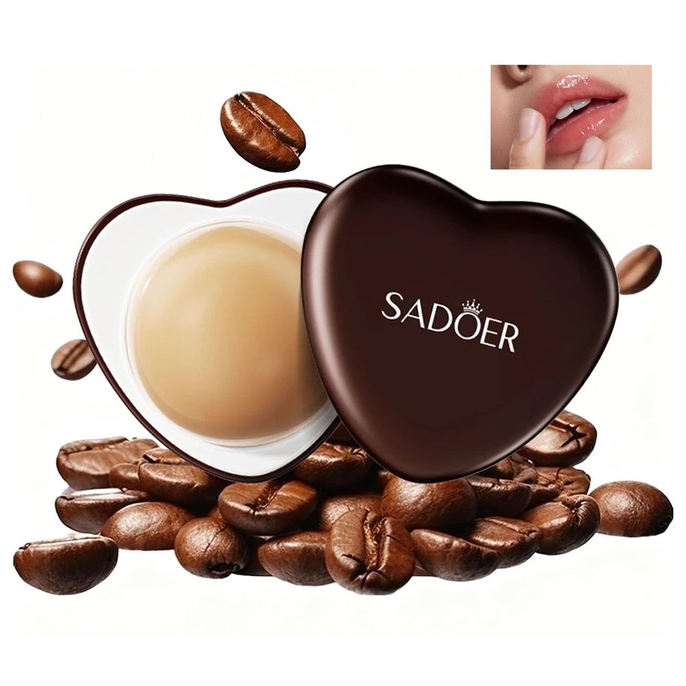 2Pcs Coffee moisturizing heart-shaped lip balm, Long Lasting Nutritious Lipsticks Moisturizer, Overnight Deep Hydrating Korean Lip Balm, Heart-shaped Lip Sleeping MaskRepair, Keep Lips Moisturized