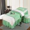 4-Piece Cotton Linen Table Sheet Set, Solid Color Spa Table Skirt for Body Therapy, Green 190x80cm (75x31inch) - Durable, Stylish & Comfortable for Massage & Physiotherapy Use view 1