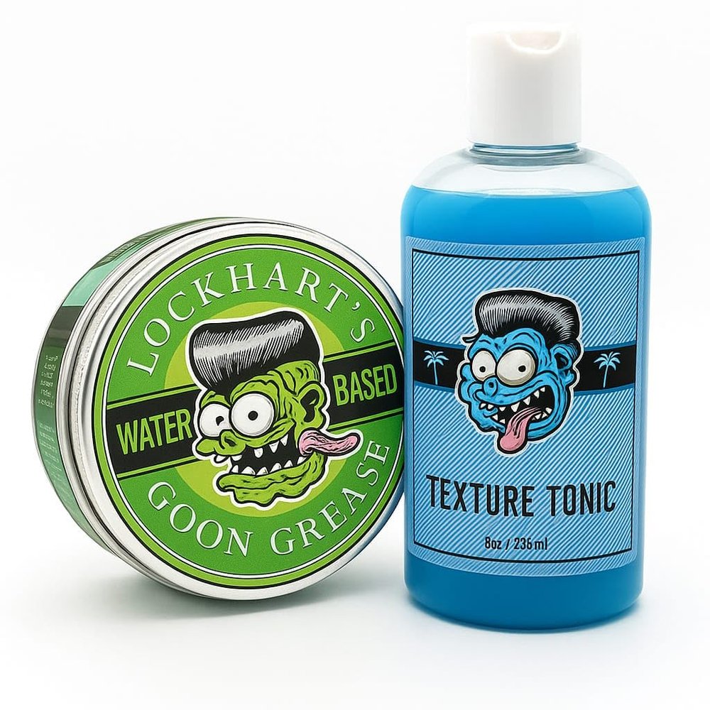 Lockharts Water Based Bundle - Contains 1 Pack of Water Based Goon Grease Pomade and 1 Pack of Blue Lagoon Texture Tonic