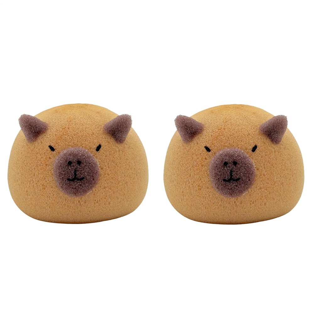 2Pcs Capybara Bath Sponge, Cute Capybara Loofah Sponge for Shower, Cartoon Animal Body Scrubber Soft Exfoliate Bath Shower Ball for Kids