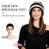 Hairro Hats With Hair Attached For Women Beanie Wig Straight Synthetic Knitted Hat For Winter Warm Pom Pom Slouchy Cable Hat 11" 200g #18 Ash Blonde view 2