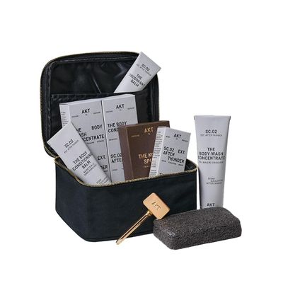 AKT The Ensemble Body Care 6-Piece Gift Set: Deodorant Balm 50ml, Body Wash Concentrate 100ml, Body Conditioning Balm 100ml, Tube Squeezer, Shower Sponge, 02 After Thunder Scent, Travel Essentials