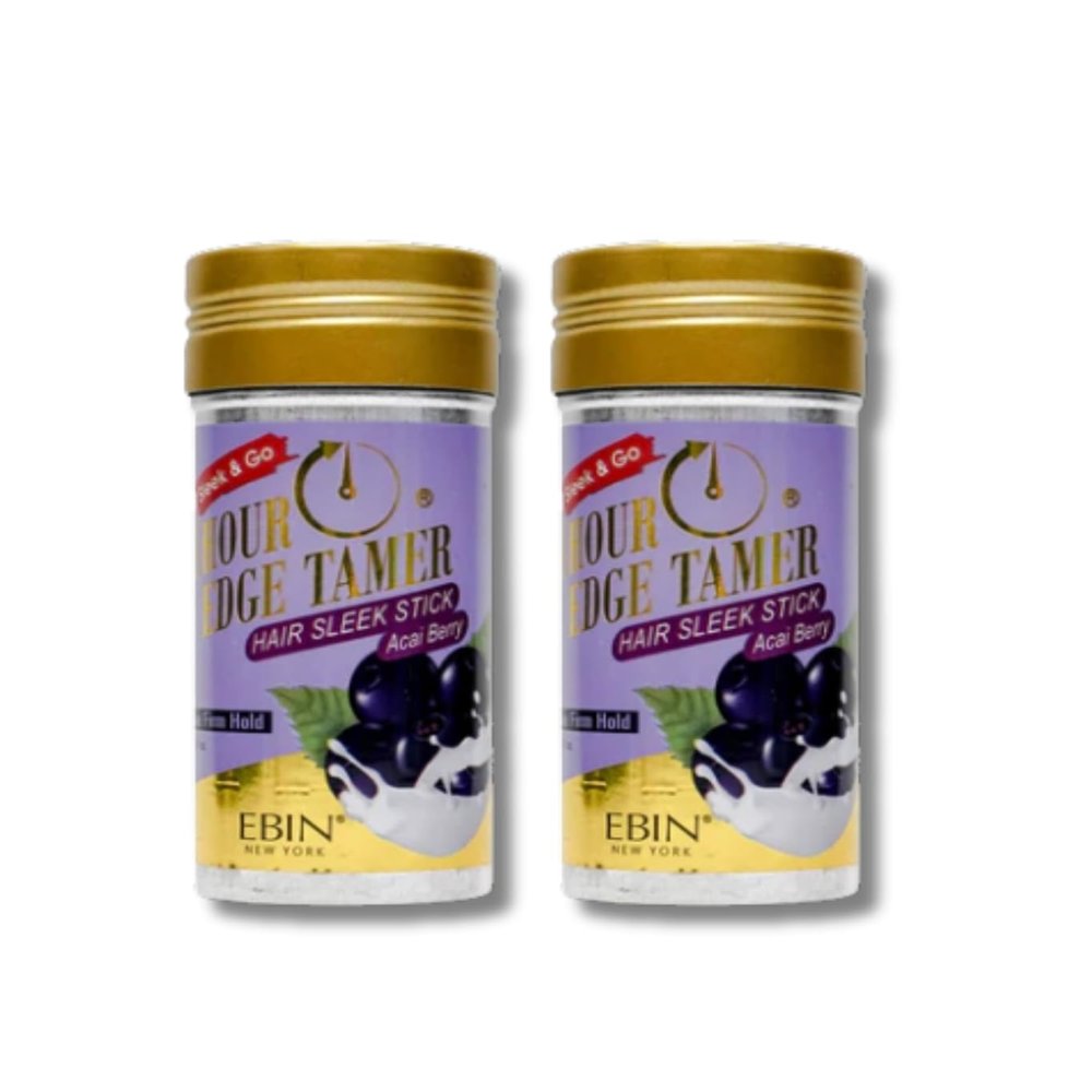 EBIN NEW YORK Wax Stick Hair Gel  2x 24 Hour Edge Tamer Sleek Hair Wax Stick Acai Berry 2.7 oz Bundle Styling for Smooth Edges, Flyaway Control, and Shine on All Hair-Types  Gift Set (2 Items)