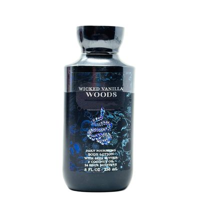 Bath and Body Daily Nourishing Body Lotion 24 Hour moisture (8 FL OZ / 236 ml, Wicked Vanilla Woods)