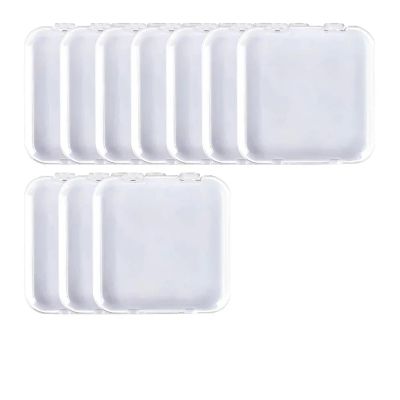 10/PCS Press-On Nail Storage Acrylic Boxes with Adhesive Sheets Transparent Clear Nail Boxes Jewelry Storage Tool&Accessories(10Pcs)