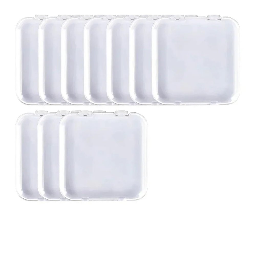 10/PCS Press-On Nail Storage Acrylic Boxes with Adhesive Sheets Transparent Clear Nail Boxes Jewelry Storage Tool&Accessories(10Pcs)