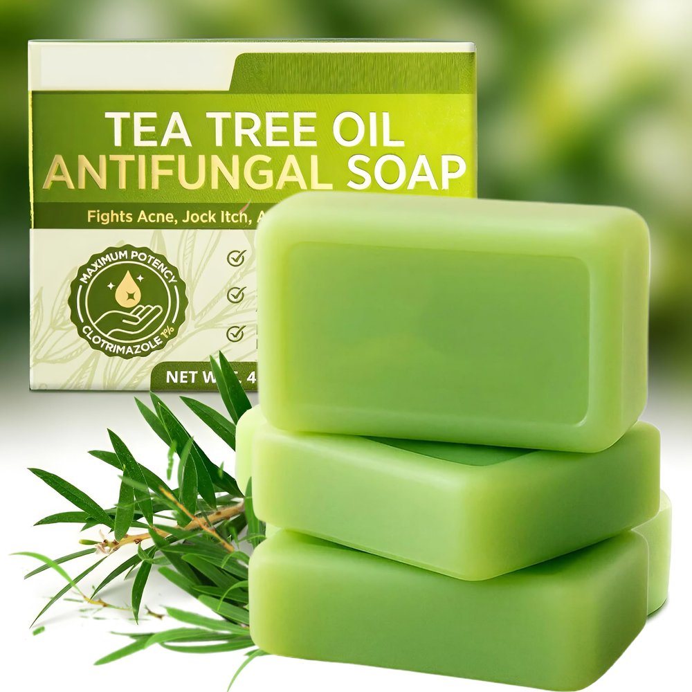 2025 New Natural Tea Tree Oil Soap, Purifying Body Soap Bar with Tea Tree Oil & Coconut Oil, Plant-Based Formula for Foot, Face & Body, Odor Control & Daily Refreshing Cleanse (3 PCS)