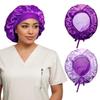 100% Mulberry Silk Medical Bonnet  Adjustable 19 Momme Double-Layer Reversible Hair Wrap  Stay-On Nurse Bonnet for Women, Long Curly Hair, Natural Hair Care, Real Silk Medical Cap  Handmade in USA (Purple) view 1