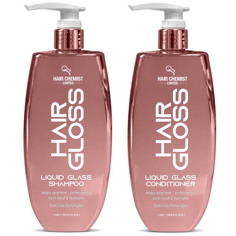 Hair Chemist Hair Gloss Liquid Glass Shampoo & Conditioner Set 33.8 Ounce (2-PC SET) -Smoothing Shampoo, Adds Smooth & Shine Plus Frizz Reducing Smoothing Conditioner, Lightweight Formula