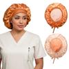 100% Mulberry Silk Medical Bonnet  Adjustable 19 Momme Double-Layer Reversible Hair Wrap  Stay-On Nurse Bonnet for Women, Long Curly Hair, Natural Hair Care, Real Silk Medical Cap  Handmade in USA (Copper) view 1