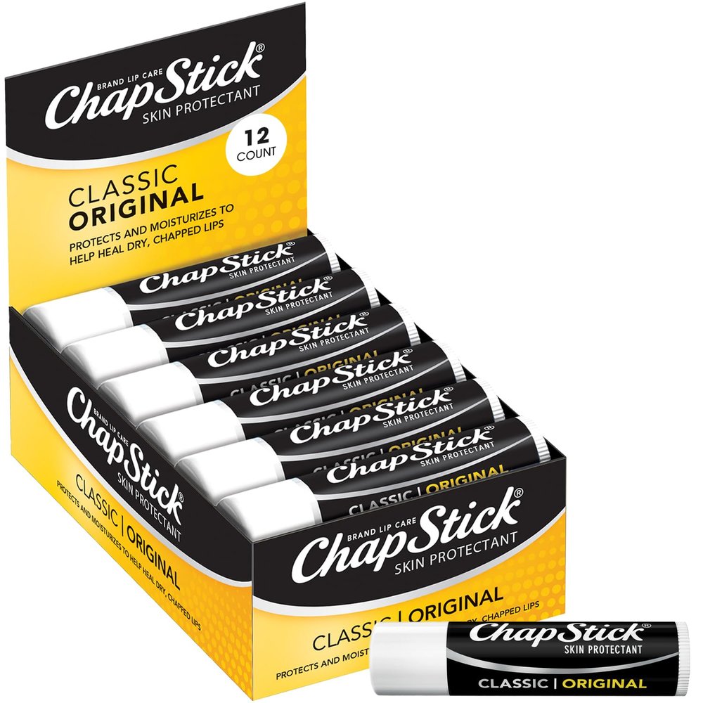 ChapStick Bulk Lip Balm, Classic Original 12-Count Lip Moisturizer for Dry Lips, 0.15 Oz Ea