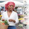 100% Mulberry Silk Medical Bonnet  Adjustable 19 Momme Double-Layer Reversible Hair Wrap  Stay-On Nurse Bonnet for Women, Long Curly Hair, Natural Hair Care, Real Silk Medical Cap  Handmade in USA (Strawberry) view 2