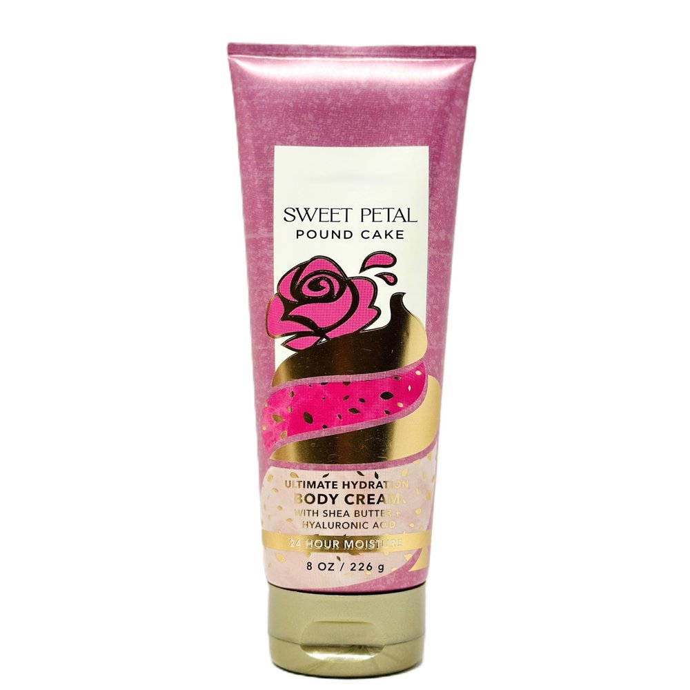 Bath and Body Ultimate Hydration Body Cream 24 hr Moisture (8 OZ / 226 g, Sweet petal Pound Cake)