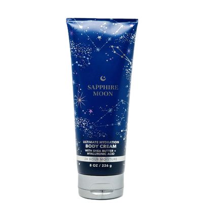 Bath and Body Ultimate Hydration Body Cream 24 hr Moisture (8 OZ / 226 g, Sapphire Moon)