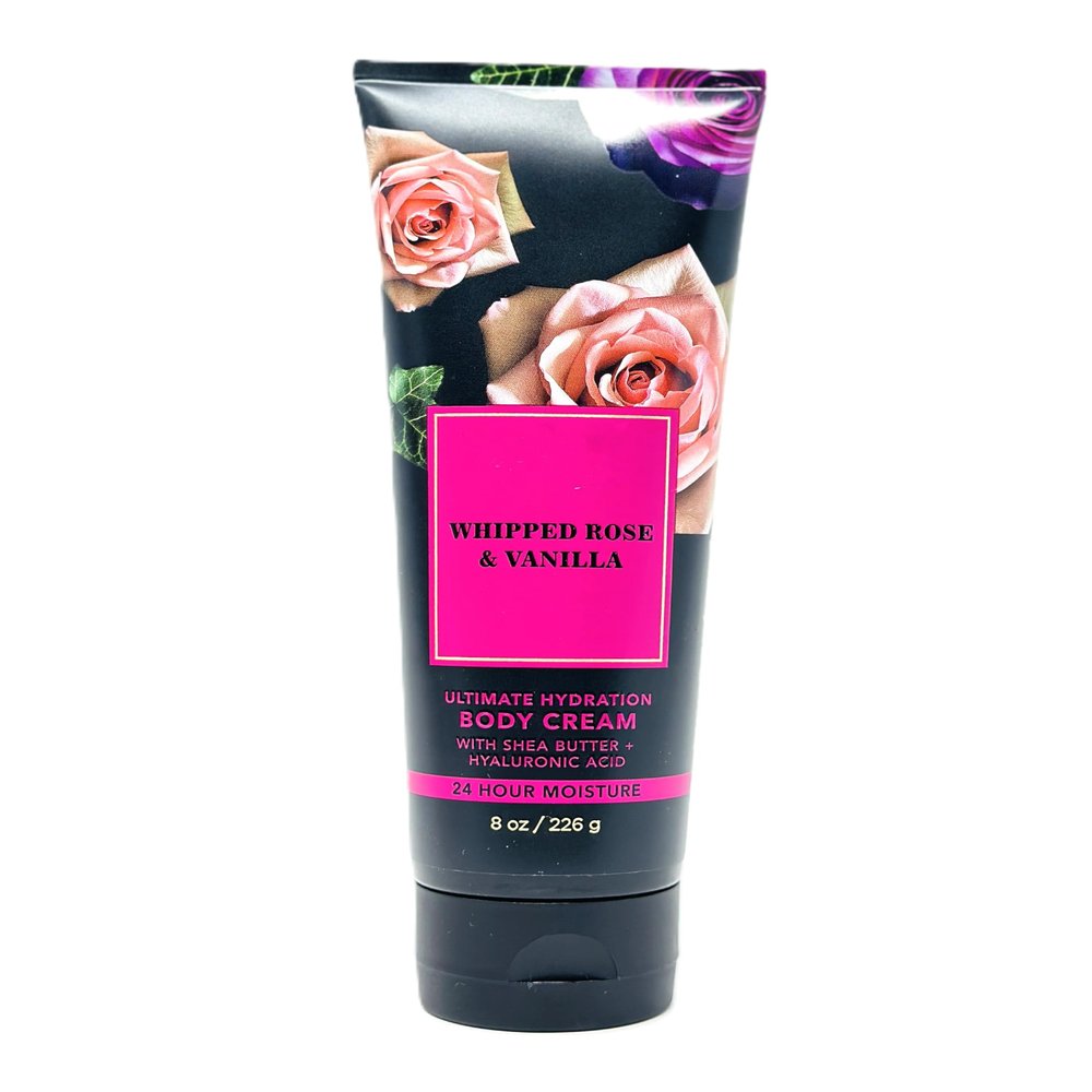 Bath and Body Ultimate Hydration Body Cream 24 hr Moisture (8 OZ / 226 g, Whipped Rose & Vanilla)