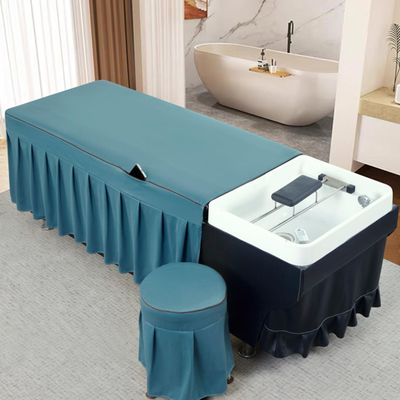 Bluea,160 * 68cm,LDLCYCN Short Massage Table Bed Skirt Shampoo Bed Cover with Elastic Band Lash Bed Skirt for All Season Skin-Friendly Spa Bed Cover Massage Table Accessories Washable