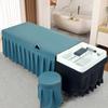 Bluea,160 * 68cm,LDLCYCN Short Massage Table Bed Skirt Shampoo Bed Cover with Elastic Band Lash Bed Skirt for All Season Skin-Friendly Spa Bed Cover Massage Table Accessories Washable view 1