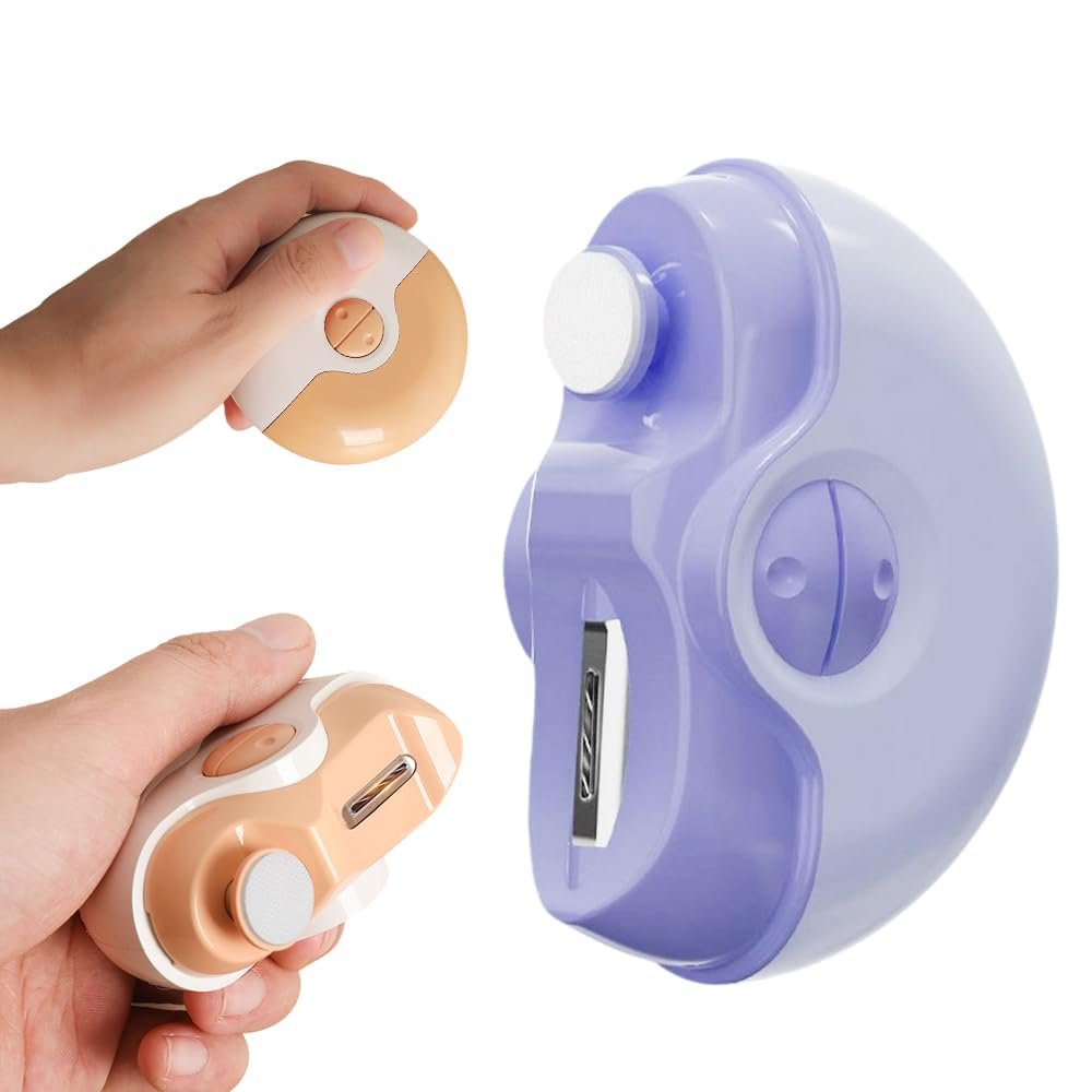 2 in 1 Electric Polishing Automatic Nail Clippers, 2025 Upgraded Electric Nail Trimmer Clippers for Fingers and Toes with 2 Adjustable Speeds, Electric Toe Nail Cutter for Seniors Kids Adults (Purple)