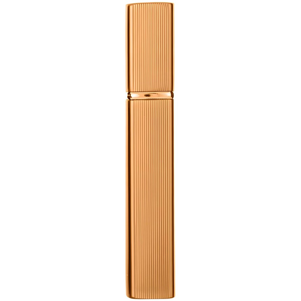 12 Ml Refillable Perfume Atomizer, Gold Aluminum Shell, Vertical Stripes, Leak-Proof Design, Compact Size For Travel And Handbags