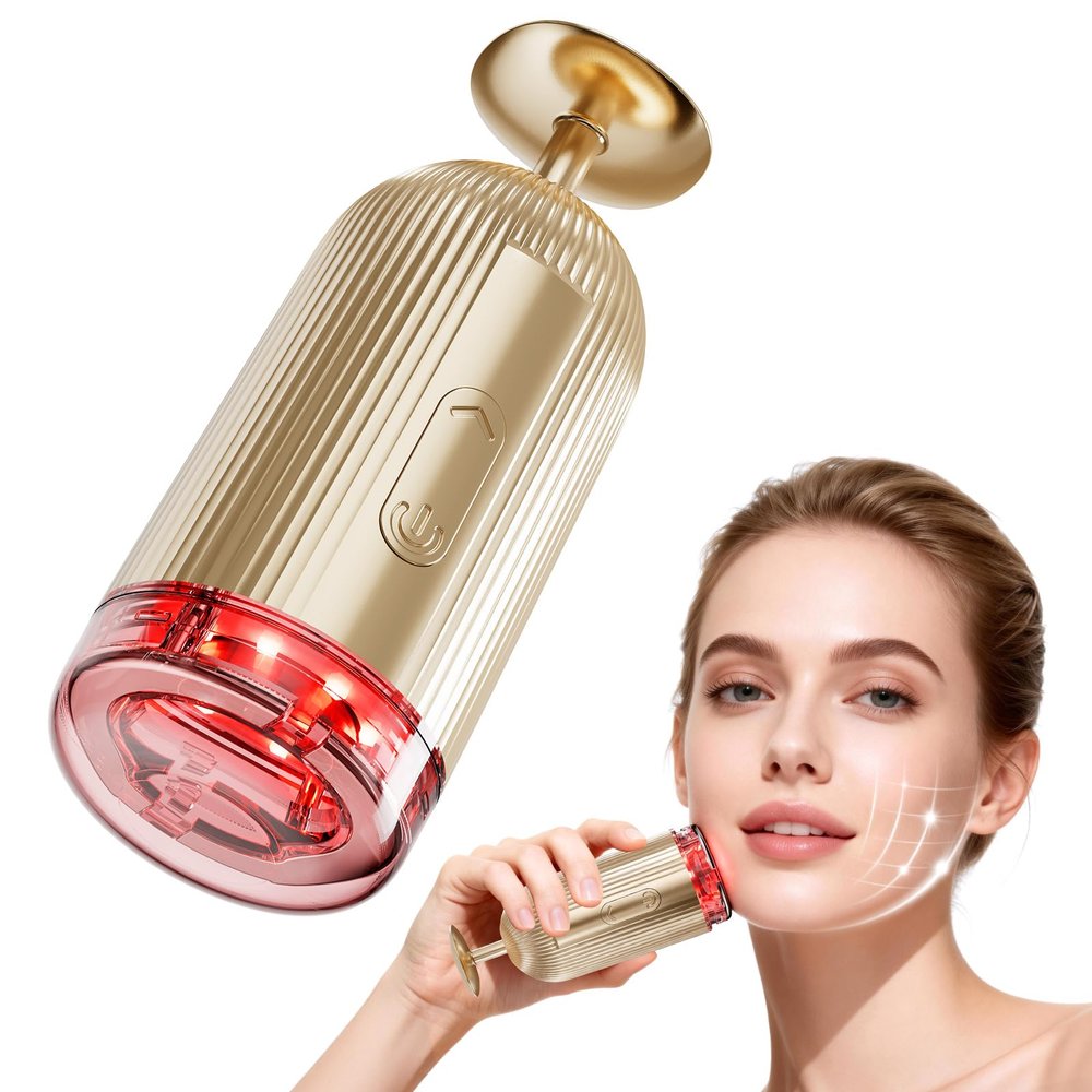 New Facial Massager Tool, Microcurrent Facial Device with Suction Shot, 4 Color Red Light Therapy, Face Massager Tool for Skin Care, Double Chin, Wrinkle Reduction and Firming, Portable Face Device