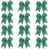 12 PCS Softball Soccer Cheer Bows, Sparkly Rugby Hair Bows with Elastic Hair Ties Accessories for Teens Girls Women Cheerleading Softball Competition Sports (Green Soccer)