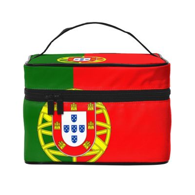 BOXILTD Portuguese flag Large Cosmetic Bag for Women - Travel Makeup Bag for Home, Gym, and Long Trips, Black