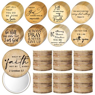 108 Pcs Mini Christian Compact Mirrors for Valentines Women Mom Teachers Retro Inspirational Bible Verse Pocket Makeup Mirrors Religious Appreciation Gift for Sunday School Easter Church Party Favors