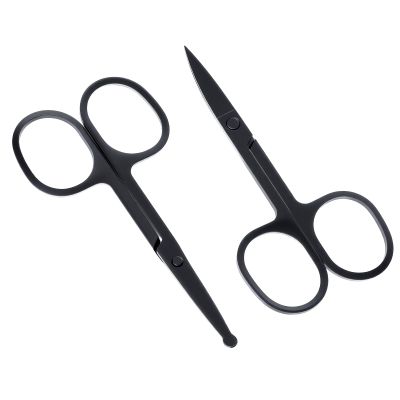 Small Grooming Scissors, Scissors for Nose Hair, Eyebrow Scissor, Stainless Steel Facial Scissor for Men Women, Eyebrow Nose Ear Mustache Beard Eyelash, 2PCS