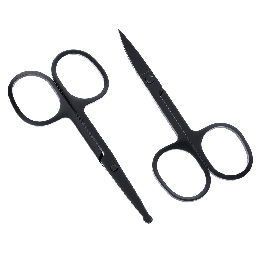 Small Grooming Scissors, Scissors for Nose Hair, Eyebrow Scissor, Stainless Steel Facial Scissor for Men Women, Eyebrow Nose Ear Mustache Beard Eyelash, 2PCS