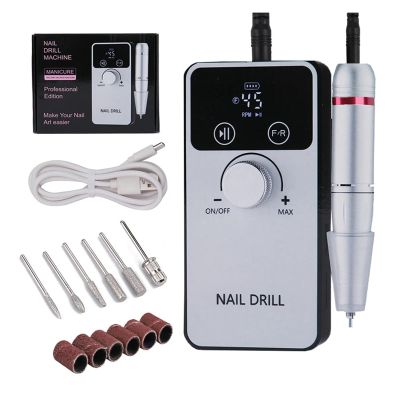 45000RPM Professional Electric Nail Drill Machine Rechargeable File Nails Accessories Gel Polish Sander Low Noise