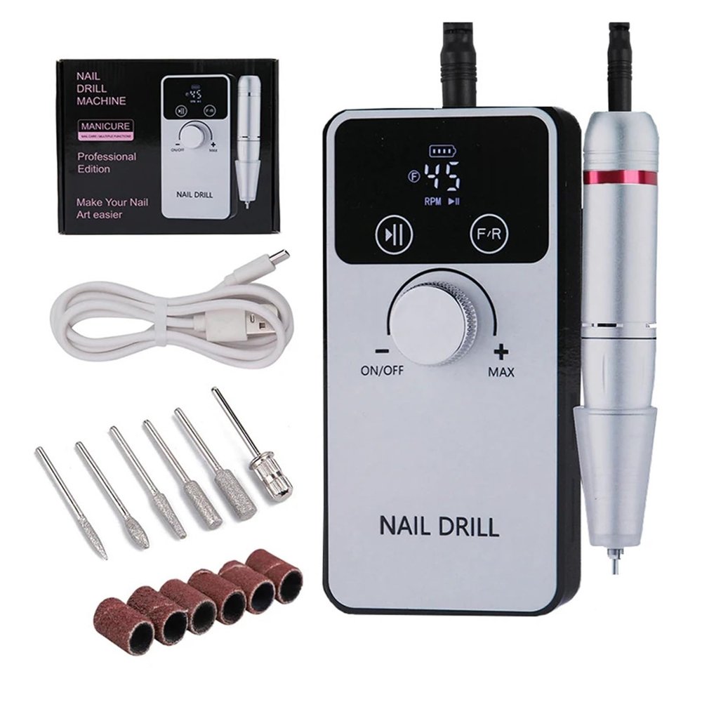 45000RPM Professional Electric Nail Drill Machine Rechargeable File Nails Accessories Gel Polish Sander Low Noise