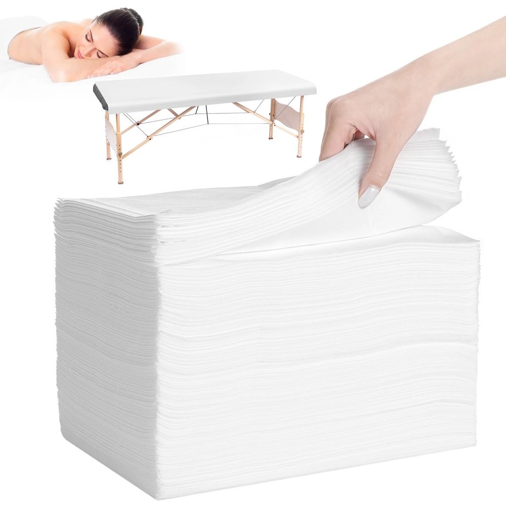 100 Count Disposable Massage Table Sheets, Breathable Non-Woven Fabric Bed Covers, 71 X 31.5 Hygiene Sheets For Spas & Hotels