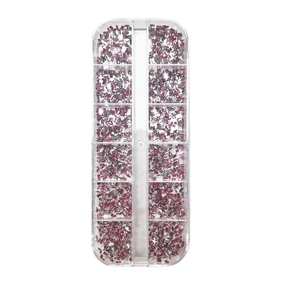 12 Grid Shimmering Nail Art Rhinestones, Flatback Gemstones for Versatile Decoration - Nails Shoes Makeup Bags (Rose red)